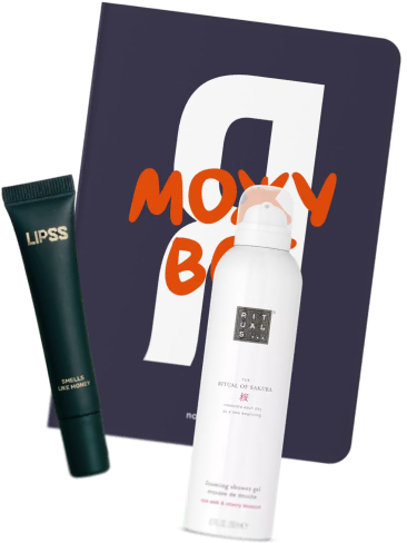 Темно-синій блокнот, крем LIPSS і пінка для душу Rituals