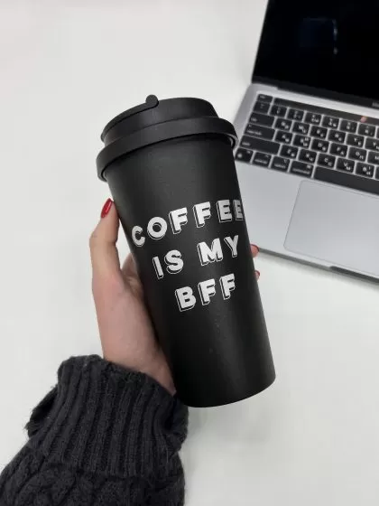 Термостакан “Coffee is my BFF” чорний
