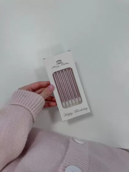 Свічки для торта, перламутр, рожеві, 6шт/уп.