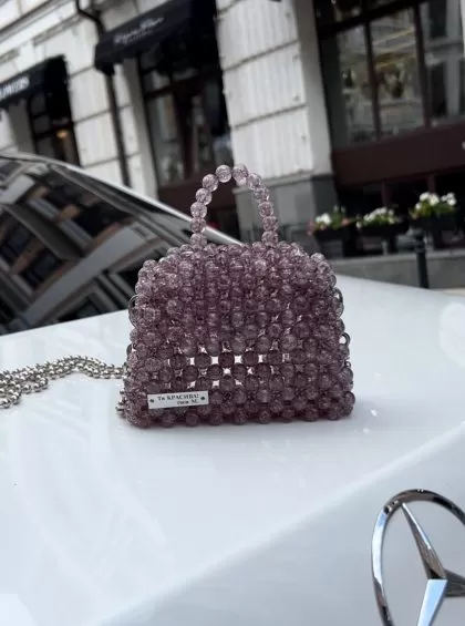 Сумка з кристалів пильно-рожева