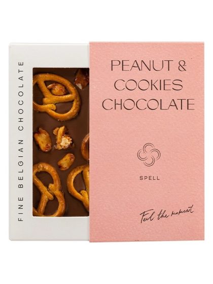 Шоколад молочний з арахісової пастою, журавлиною і печивом, Spell, 110г