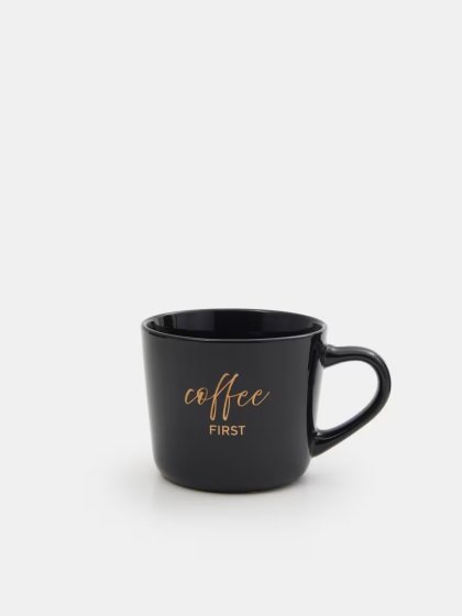 Чашка чорна керамічна Coffee first 3
