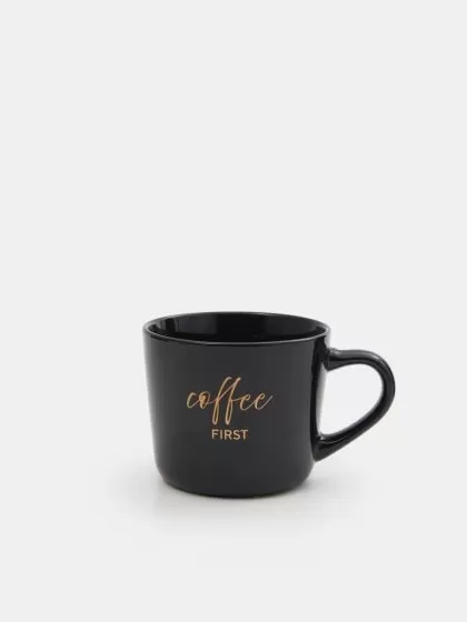 Чашка чорна керамічна Coffee first 3