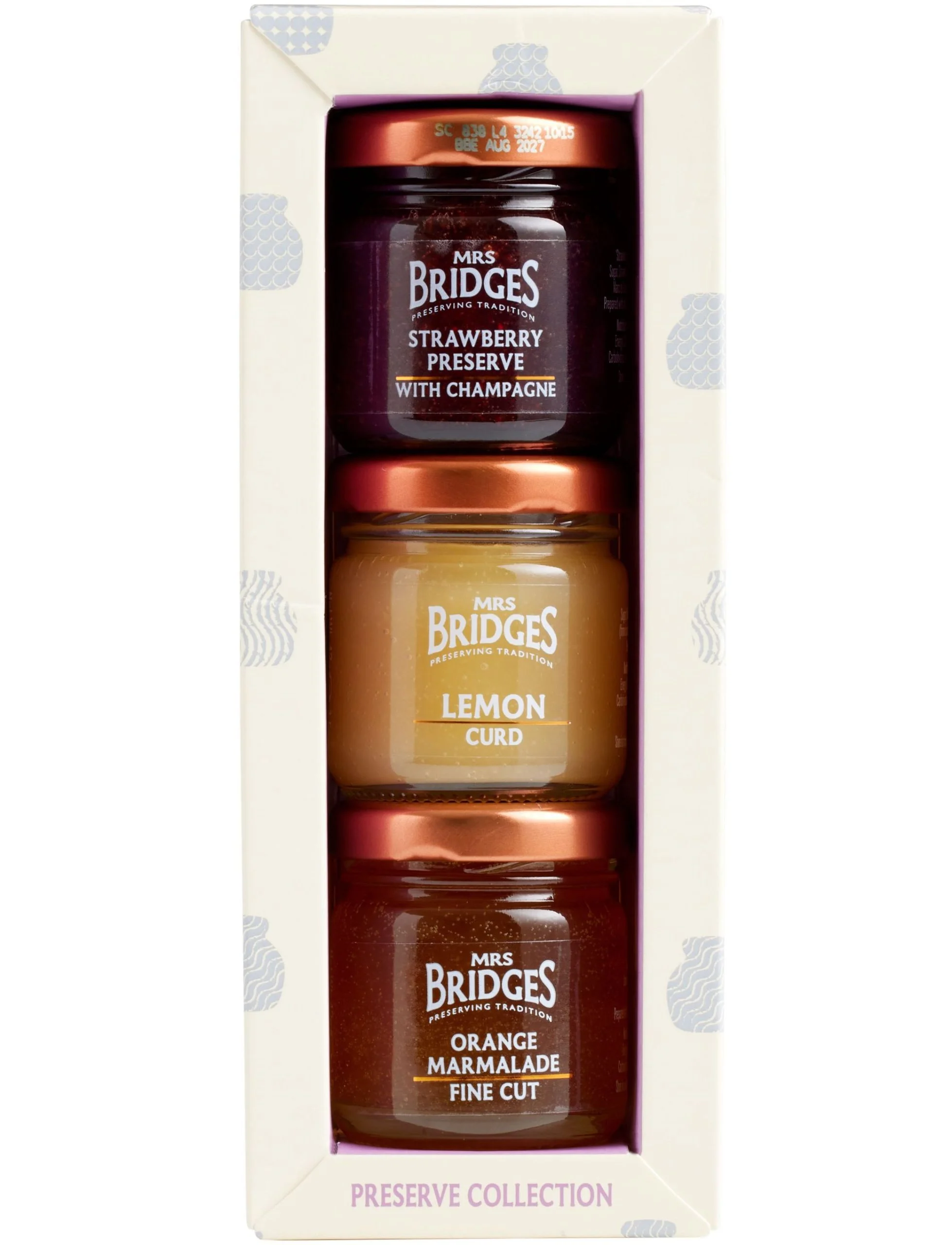 Набір конфітюрів Mrs Bridges “Святковий” (Полуниця та Шампанське 2шт + Апельсин та Шампанське) 3х42г 6