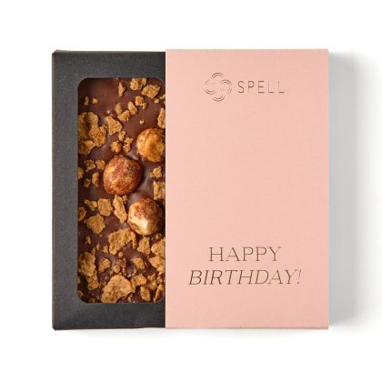 Молочний шоколад з фундуком та солоною карамеллю “Happy Birthday”