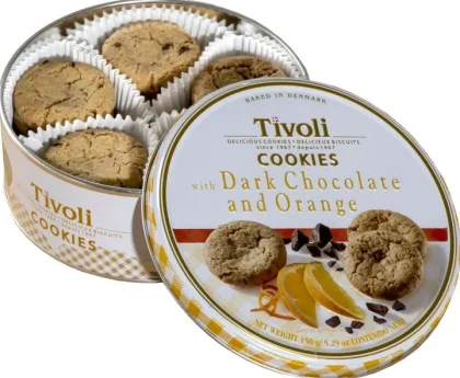 Печиво шоколад та апельсин Tivoli Tin Dark Chocolate&Orange 150г