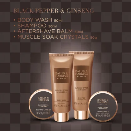 Чоловічий набір для тіла та гоління Baylis & Harding Black Pepper & Ginseng 3