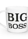 Чашка порцелянова «Big Boss» 360 мл: біла чашка з великим чорним написом BIG BOSS
