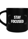 Чашка керамічна «Stay focused» 400 мл: чорна матова чашка з білим написом