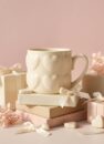 Чашка керамічна «Cup of Love» 350 мл з рельєфними сердечками на подарункових коробках