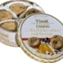 Печиво Tivoli Dark Chocolate & Orange 150 г: відкрита кругла жерстяна банка з печивом у паперових формочках