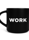 Чашка керамічна «Work» 400 мл: чорна матова чашка з великим білим написом Work