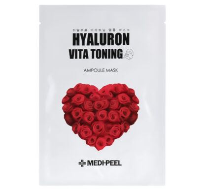 Тканинна маска тонізуюча Vita Toning Ampoule Mask: біле саше MEDI-PEEL із серцем із троянд