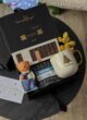 Бокс TEDDY TEA: чорна коробка з кухлем Christmas, свічкою-ведмедиком, чаєм Folks Herbal і шоколадом SPELL