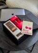 Бокс FALL IN LOVE: чорна коробка з набором Rituals Ayurveda, шоколадом SPELL і листівкою Best wishes з вишнями