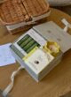Бокс CALM & CARE: світла коробка з сіллю для ванни Baylis & Harding Wellness, жовтою свічкою та шоколадом Lviv Handmade