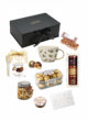 Бокс SO SWEET: склад на білому тлі, коробка THE BOX, кухоль, Ferrero Rocher, конфітюри, горіхи, свічка та листівка