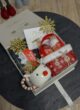 Бокс FROSTY CARE: чашка з червоним носом оленя та червона сумочка з косметикою поруч із листівкою Merry Christmas
