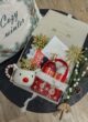 Бокс FROSTY CARE: світла коробка з чашкою-оленем, какао FOLKS, косметичкою з гелем і золотими сніжинками