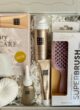 Бокс SOFT LUXE: вміст коробки зверху, засоби Rituals, щітка Superbrush і свічка-мушля