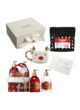 Бокс FROSTY CARE: біла коробка The Box і склад окремо, какао FOLKS, чашка-олень, косметичка й листівка