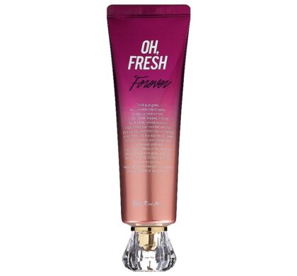 Крем для тіла Kiss by Rosemine Oh Fresh Forever 140мл: бордово-рожева туба з кришкою-кристалом