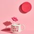 Чашка керамічна «All you need is love» 350мл з декором-губами на рожевому тлі