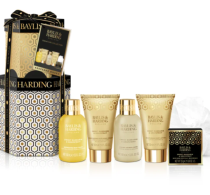 Набір для вани Baylis & Harding (жіночий): золотиста коробка, лосьйони, гель, мило та мочалка